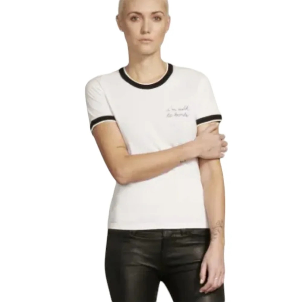 La Ligne "I'm with la bande" Babydoll Tshirt Black Trim Size XS